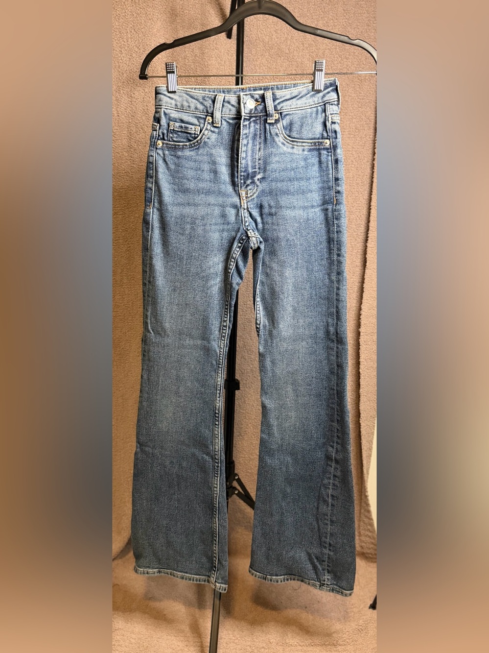 H&M Divided Wide Leg Jeans Size 2 Medium Wash High Rise Denim